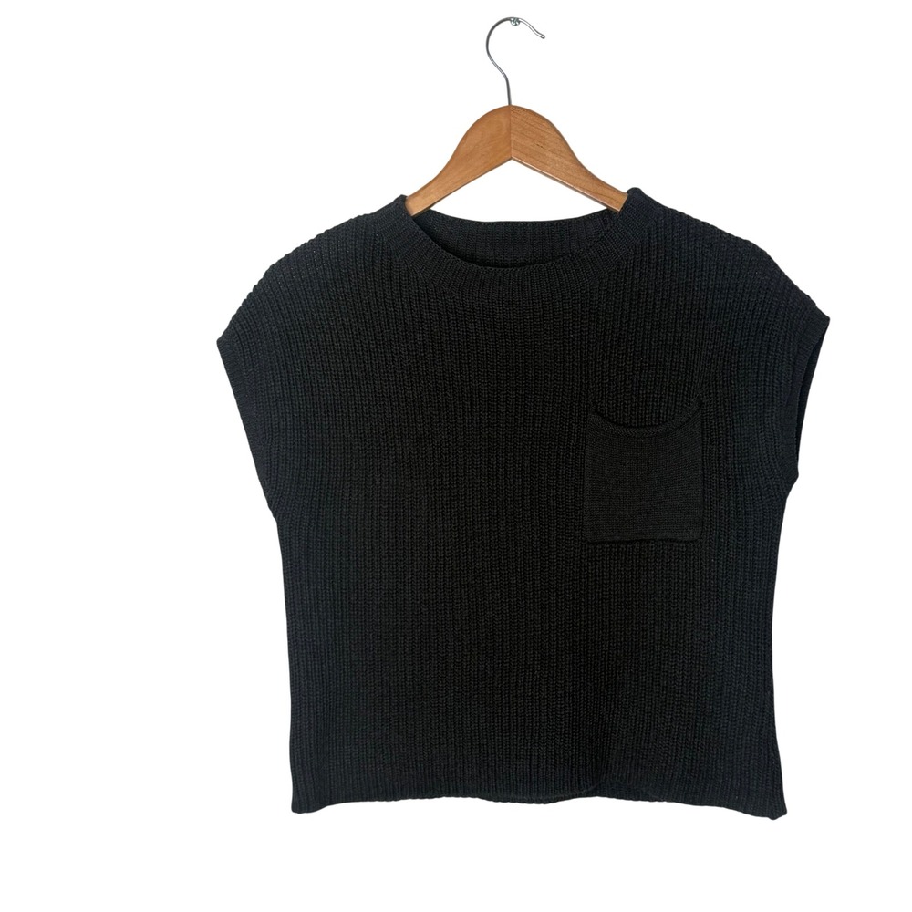 Lillusory Cropped Sweater Patch Pocket Distressed Size XS Boxy Knit Grunge - Picture 11 of 12